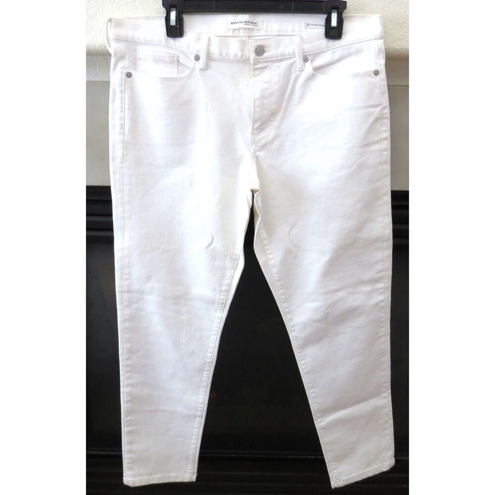 Banana Republic Women's Premium Denim White Skinny Ankle 31 EUC - Picture 2 of 11